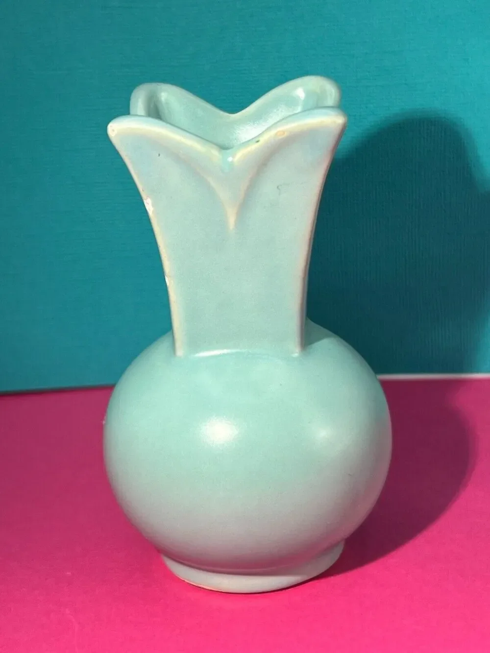 Tourquise Miniature Four Sided Vase 4.5 in